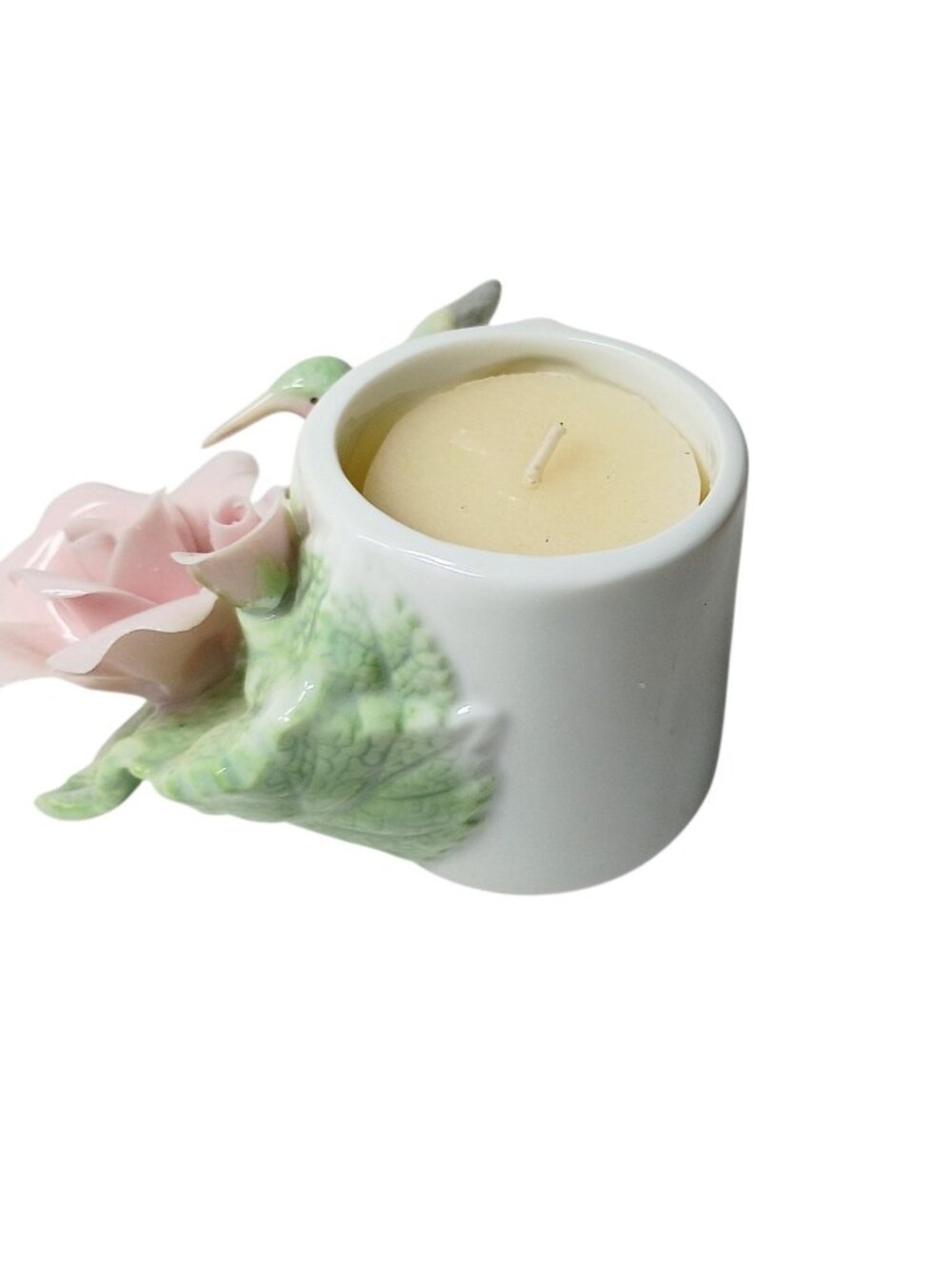 Porcelain Hummingbird & Flower Candleholder Nature - Picture 2 of 6
